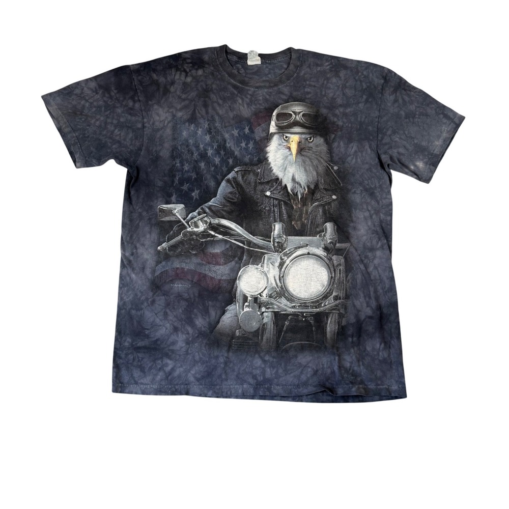 The Mountain Manimals Biker Eagle Tie Dye Graphic T-Shirt Gray Mens XL 2011